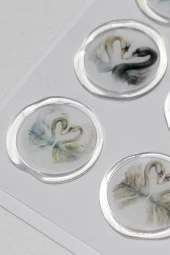 Mühürcüm 12 Adet Hazır Kendinden Yapışkanlı Kuğu Sticker Mühür KYSM112 - 5