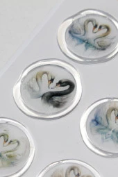 Mühürcüm 12 Adet Hazır Kendinden Yapışkanlı Kuğu Sticker Mühür KYSM112 - 6