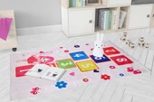 Çocuk Halısı ve Bebek Halısı Yıkanabilir Kaymaz Taban Sayılar Pembe Dijital Baskı Halı HC014 - 8