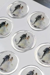 Mühürcüm 12 Adet Hazır Kendinden Yapışkanlı Düğün Davetiye Sticker Mühür KYSM114 - 1
