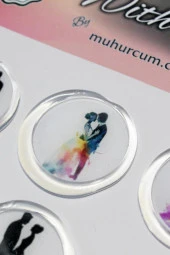 Mühürcüm 12 Adet Hazır Kendinden Yapışkanlı Gelin Damat Davetiye Sticker Mühür KYSM116 - 4