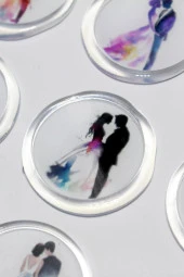 Mühürcüm 12 Adet Hazır Kendinden Yapışkanlı Gelin Damat Davetiye Sticker Mühür KYSM116 - 5