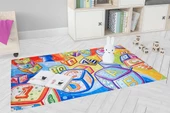Çocuk Halısı ve Bebek Halısı Yıkanabilir Kaymaz Taban Harfler Renkli Sarı Dijital Baskı Halı HC017 - 8