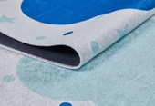 Çocuk Halısı ve Bebek Halısı Yıkanabilir Kaymaz Taban Mavi Dijital Baskı Halı HC018 - 2