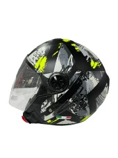 Sway 715 Şeffaf Vizörlü Yarım Motosiklet Scooter Kaskı XL Beden Poison Black Grey Yellow thumbnail 3