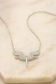 Mikail Kolye Serisi Zirkon Taşlı Kanat Melek Kadın Kolye 925 Ayar Gümüş Zincirli thumbnail 7