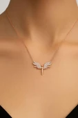 Mikail Kolye Serisi Zirkon Taşlı Kanat Melek Kadın Kolye 925 Ayar Gümüş Zincirli thumbnail 10