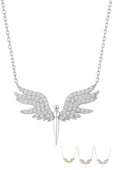 Mikail Kolye Serisi Zirkon Taşlı Kanat Melek Kadın Kolye 925 Ayar Gümüş Zincirli thumbnail 1