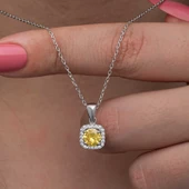 925 Ayar Gümüş Sarı Baget Taşlı Kadın Kolye thumbnail 2