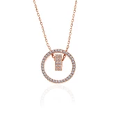 925 Ayar Gümüş Rose İç İçe Geçmiş Halka Kadın Kolye thumbnail 2