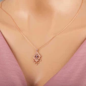 925 Ayar Gümüş Rose Nazarlı Göz Kolye thumbnail 1