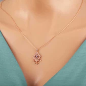 925 Ayar Gümüş Rose Nazarlı Göz Kolye thumbnail 4