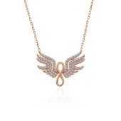 925 Ayar Gümüş Rose Melek Kanadı Sonsuzluk Kadın Kolye thumbnail 2