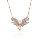 925 Ayar Gümüş Rose Melek Kanadı Sonsuzluk Kadın Kolye thumbnail 3