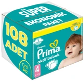 Prima Bebek Bezi Beden:4 (9-14Kg) Maxi 108 Adet Süper Ekonomik Pk - 1