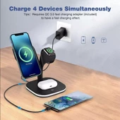 Apple iPhone Airpods Watch 3in1 Kablosuz Wireless Magsafe Şarjlı Standı Gece Lambalı UD22 - 8