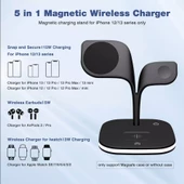 Apple iPhone Airpods Watch 3in1 Kablosuz Wireless Magsafe Şarjlı Standı Gece Lambalı UD22 - 11