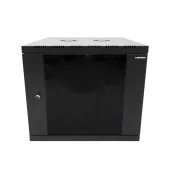 9U 540x550 mm Eko Serisi Yan Panelli Tek Gövdeli Duvar Tipi Kabinet Siyah 2 Yıl Üretici Garantili thumbnail 1