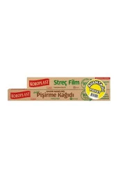 KOROPLAST Doğal Pişirme Kağıdı 10 Lu Doğal Streç Film 25 Metre Kendinden Kesimli - 1