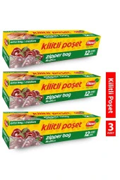 FLEXİ Kilitli Buzdolabı Poşeti Orta Boy 3 Adet 12'Li - 1