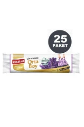 KOROPLAST Ekstra Güçlü Lavanta Büzgülü Orta Boy Çöp Torbası 15Li  X 25 Paket (55X60 Cm) - 1