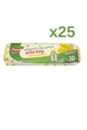 FLEXİ Büzgülü Çöp Torbası Limon Kokulu Orta Boy 25 Paket 1 Koli - 2
