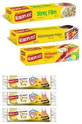 KOROPLAST Xs Paket Vanilya Kokulu Çöp Poşeti X3 + Streç Film+Fermuarlı Poşet+Alüminyum Folyo - 1