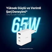 Ttec Süper Hızlı Gan 65W 2x PD Type C ve 1x USB Girişli Şarj Aleti, Akım ve Isı Korumalı Şarj Adaptörü - 3
