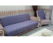 Şönil El Dokuma Kolsuz Koltuk Örtüsü (3+3)-Lila - 1