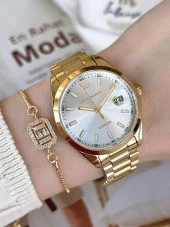 LCB07827.130 Çelik Kordonlu 3 Atm Suya Dayanıklı Elite Model Özel Seri Kadın Kol Saati+Bileklik thumbnail 2