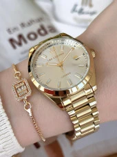 LCB07827.130 Çelik Kordonlu 3 Atm Suya Dayanıklı Elite Model Özel Seri Kadın Kol Saati+Bileklik thumbnail 3