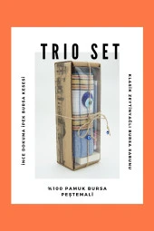 Trıo Set (banyo-hamam-spa-yoga-karavan-tekne-plaj Ve Seyahatlerinizde) 3'lüPeştemal Kese Doğal Sabun - 3