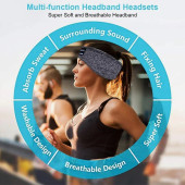 Gri Bluetooth 5.0 Kablosuz Kulaklıklı Uyku ve Spor Için Uygun Kafa Bandı Bandana - 4
