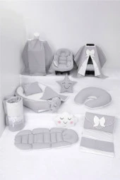 Umaybebek Babynest Puset Örtüsü Alt Açma Emzirme Yastığı Bel Destekli Ana Kucağı Bebek Arabası Minderi-panço-Gri P - 1