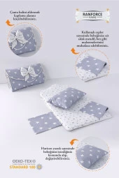 Umaybebek Alt Açma Minderi - Çantalı - Açık Gri Yıldız- - 2