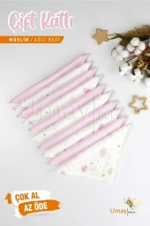 Umaybebek 10'lu Müslin Ağız Bezi Mendili 25x25cm-Pembe Bulut - 1