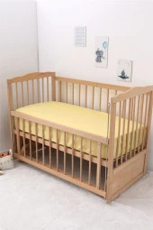 Umaybebek Bebek Nevresim Takımı, Çarşaf - %100 Pamuk-Sarı Yıldız - 2