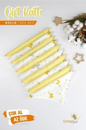 Umaybebek 10'lu Müslin Ağız Bezi Mendili 25x25cm-Sarı Kelebek - 1