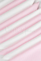 Umaybebek 10 Parça Organik Müslin Ağız Bezi, Salya Bezi, Ter Bezi, Önlük-Pembe Beyaz - 2