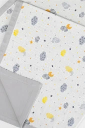 Umaybebek 100x100 Cm, Organik Çift Katlı Müslin Bebek Pikesi, Battaniyesi-Gri Bulut - 2