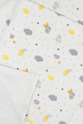 Umaybebek 100x100 Cm, Organik Çift Katlı Müslin Bebek Pikesi, Battaniyesi-Sarı Bulut - 2