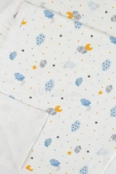 Umaybebek 100x100 Cm, Organik Çift Katlı Müslin Bebek Pikesi, Battaniyesi-Mavi Bulut - 2