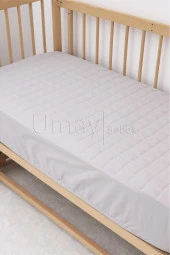 Umaybebek Kapitoneli, Lastikli, Yatak Koruyucu Lastikli Çarşaf - %100 Pamuk - Gri-GRİ - 2