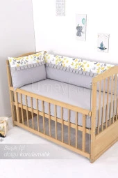 Umaybebek 60x120, Bebek Nevresim Takımı, Dolgu Korumalık, Düz Çarşaf - %100 Pamuk-Sarı/Gri Kelebek - 3