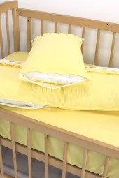 Umaybebek 70x130, Bebek Nevresim Takımı, Dolgu Korumalık, Düz Çarşaf - %100 Pamuk-Sarı Kelebek - 4