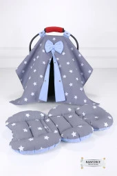 Umaybebek 2 PARÇA / Bel Destekli - Puset Minderi, Örtüsü Takımı - Koyu Gri Mavi-Koyu Gri Mavi - 1