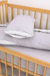 Umaybebek 60x120, Bebek Nevresim Takımı, Dolgu Korumalık, Düz Çarşaf - %100 Pamuk-Mavi/Gri Kelebek - 4
