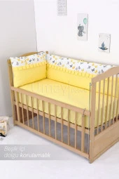 Umaybebek 70x110, Bebek Nevresim Takımı, Dolgu Korumalık, Düz Çarşaf - %100 Pamuk-Sarı Kelebek - 3