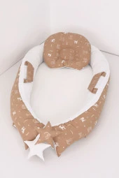 Umaybebek Babynest, Bebek Uyku Yatağı 0-2 Yaş - Kedi Desen-Kahve Kedi - 1