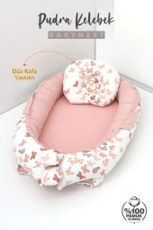 Umaybebek Babynest, Bebek Uyku Yatağı 0-2 Yaş - %100 Pamuk-Pembe Kelebek - 2